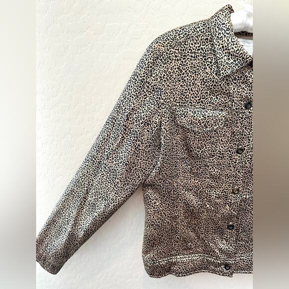 WORTHINGTON | Leopard Print Button Front Jacket Silk Y2K Style | Medium - Picture 3 of 7